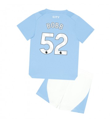 Manchester City Oscar Bobb #52 Primera Equipación Niños 2023-24 Manga Corta (+ Pantalones cortos)